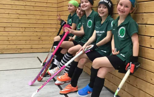 Mannschaftsfoto Mädchen D Hockey Turnier Jena 2017