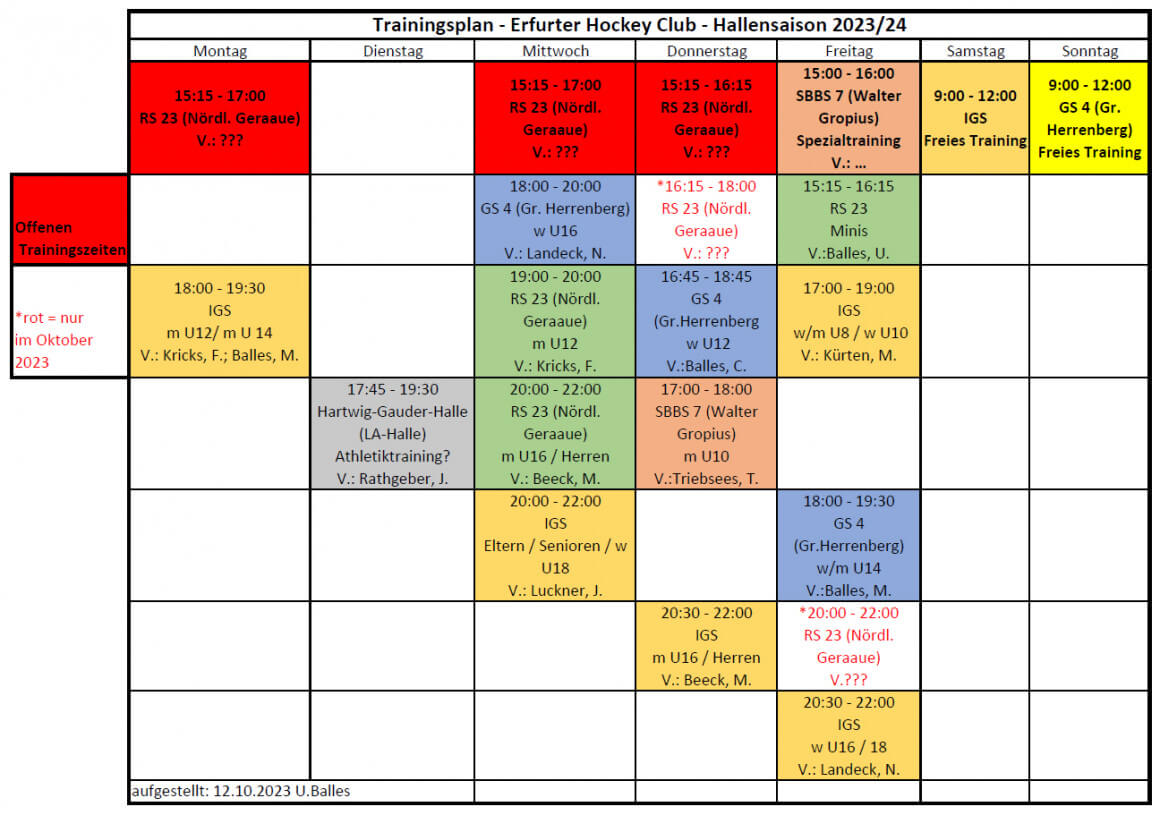 Trainingsplan Hallensaison 2023/24