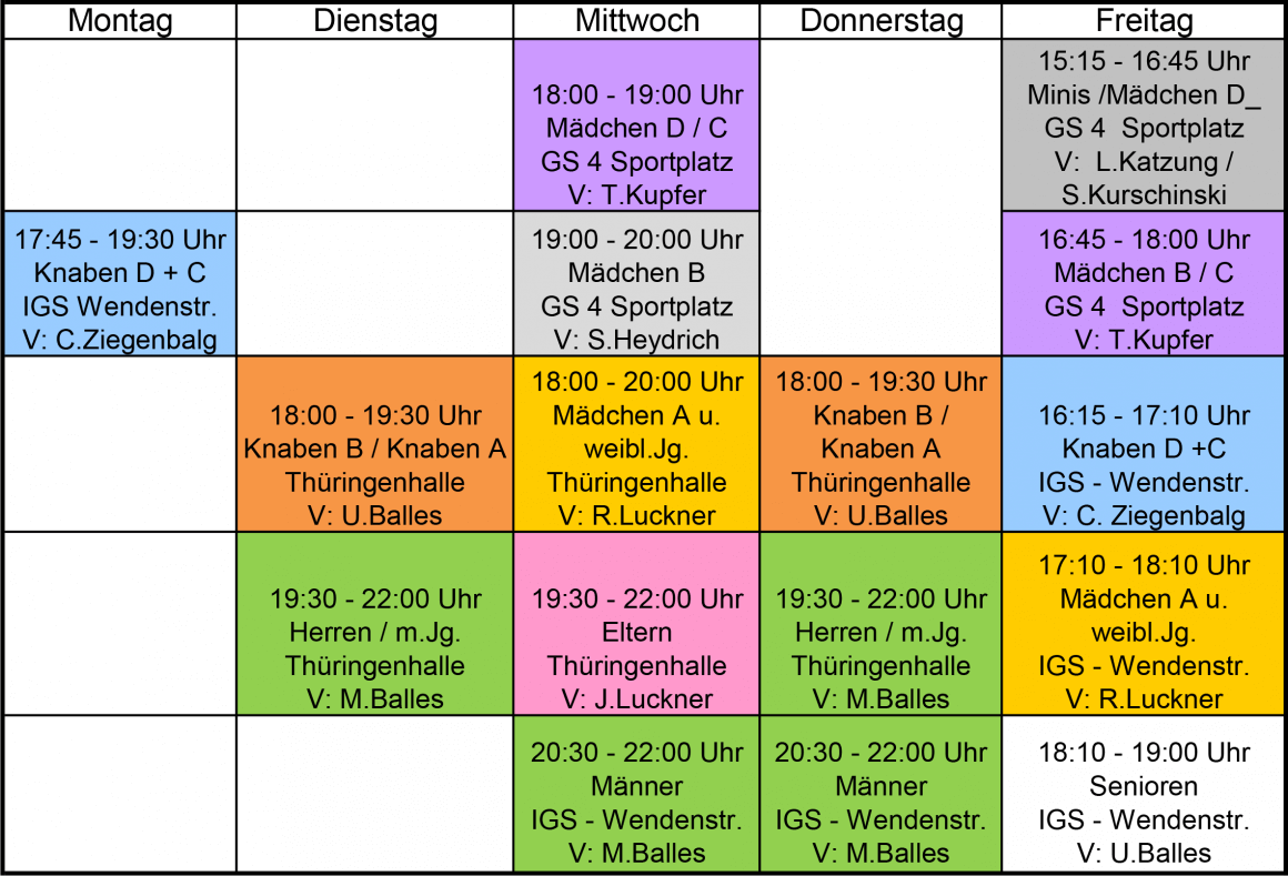 Trainingsplan Hallensaison 2018/2019 Trainingsplan Hallensaison 2018/2019